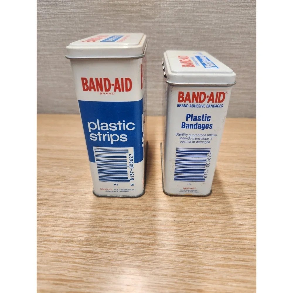 Vintage Lot Of 2 Band-Aid Metal Boxes Tins Johnson & Johnson Made In USA